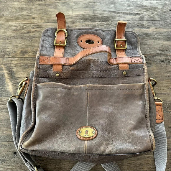 Fossil Long Live Vintage Leather Dr Bag Purse Satchel Brown Issue 54 Gold - Picture 8 of 13